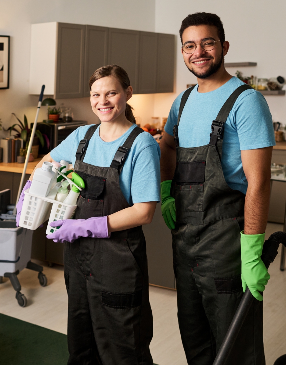 Male and female cleaners